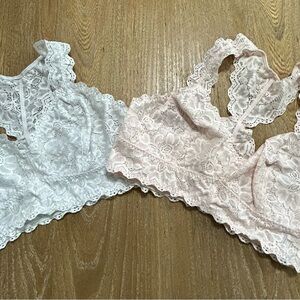 Felina Lace Bralettes in White and Light Pink size S